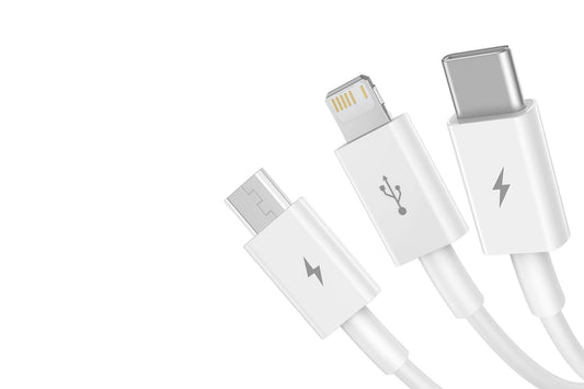 Cablu alb Baseus 3-in-1 de la USB la Type-C, Micro USB si iPhone