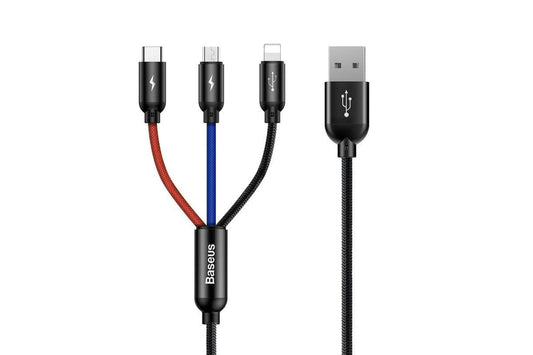 Cablu 3in1 Baseus din USB catre Type-C, Micro USB, iPhone