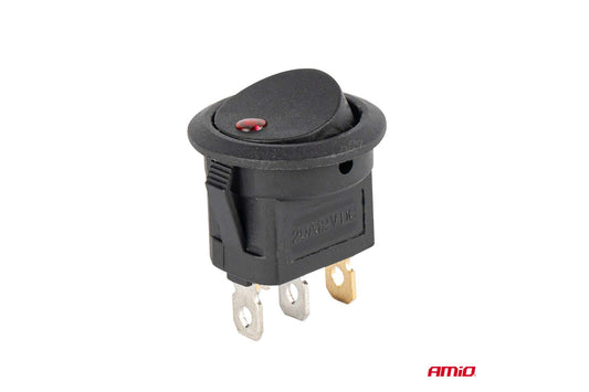 Buton Amio On/Off cu 3 pini si indicator rosu, 12V, 20A