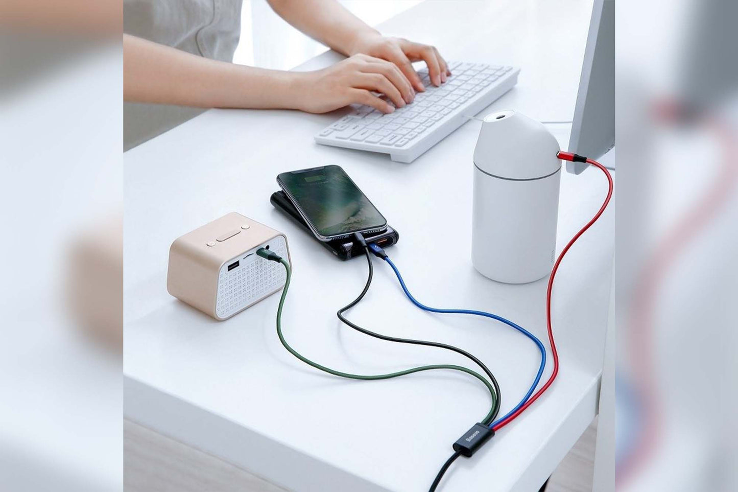 Cablu negru 4 in 1 Baseus Fast 3.5A, 120 cm, de la USB la 2x Micro-USB si 2x conectori iPhone