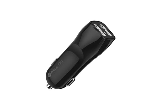 Incarcator auto USB negru Sturdo, 2xUSB, 2A, cu cablu USB Type C, 5 GB/s, 3A, 1m