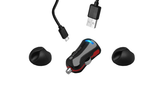 Incarcator auto mini USB negru Sturdo Pro Sport series 2A, cu cablu micro USB, 1m