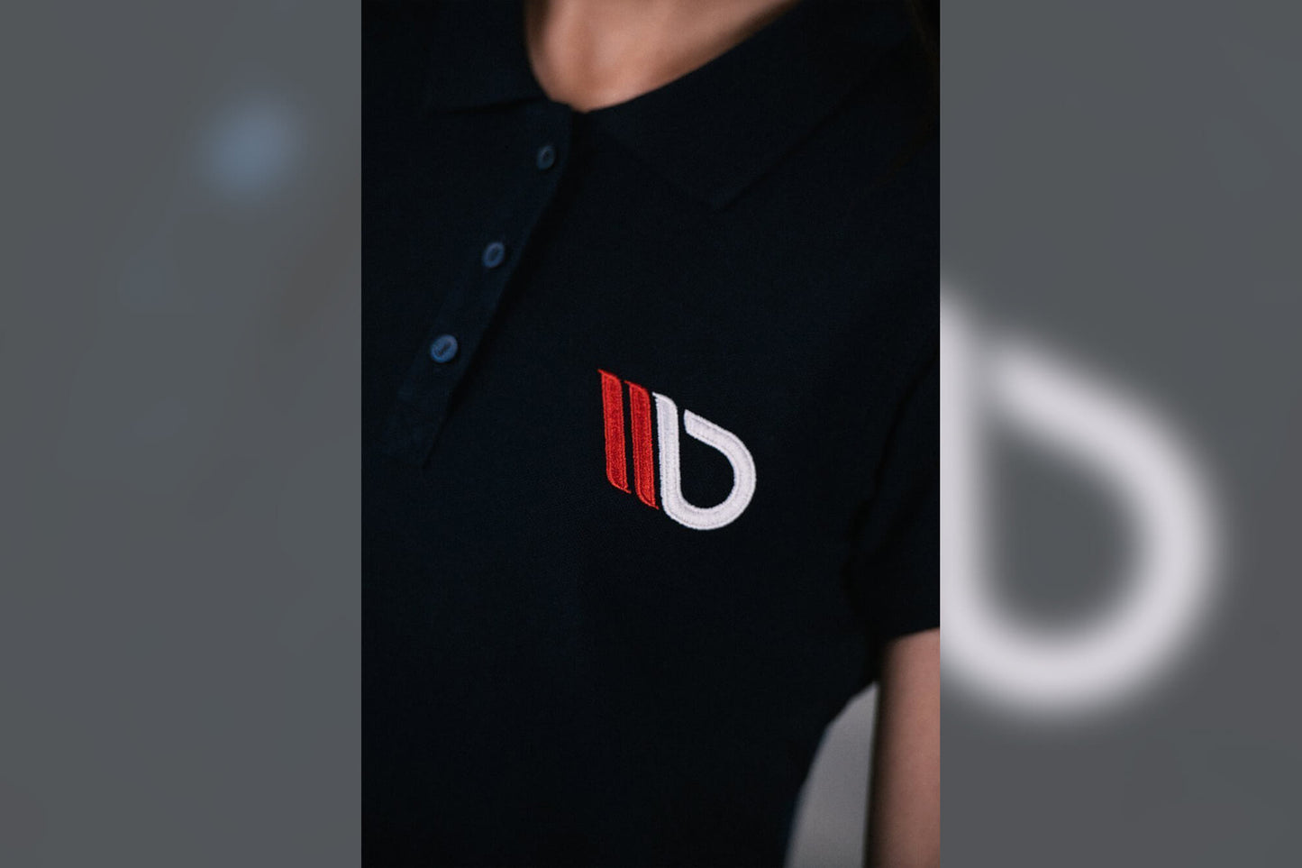 Women's polo shirt Maxton Design, dark blue with logo