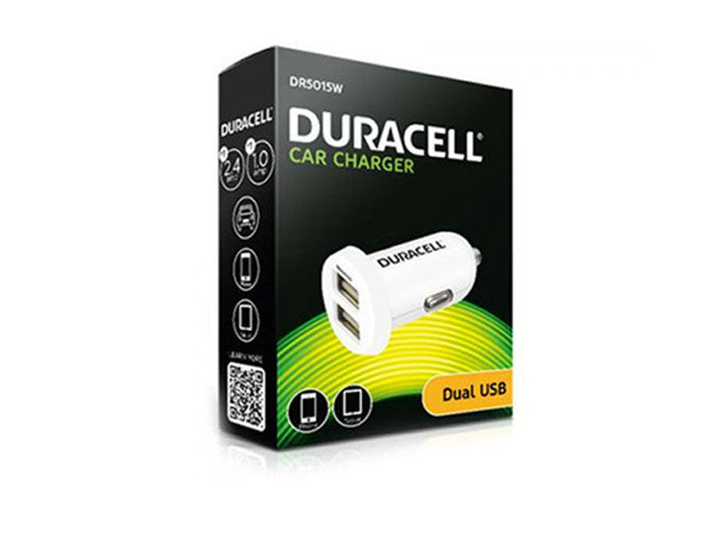 Incarcator auto Duracell Dual USB 12V 2.4A/1A alb