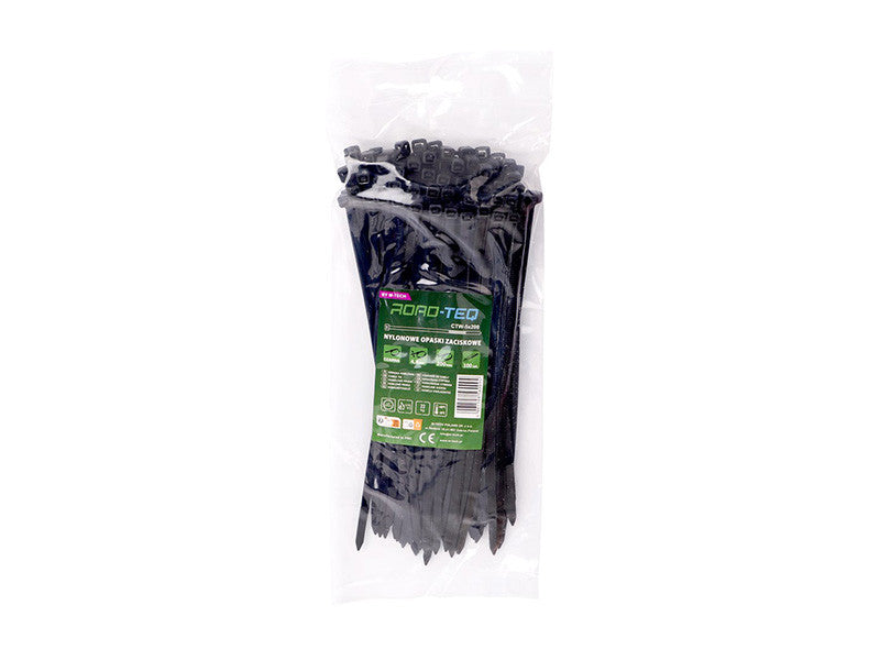 Set coliere plastic M-Tech 4.8x200mm, negre, 100 bucati