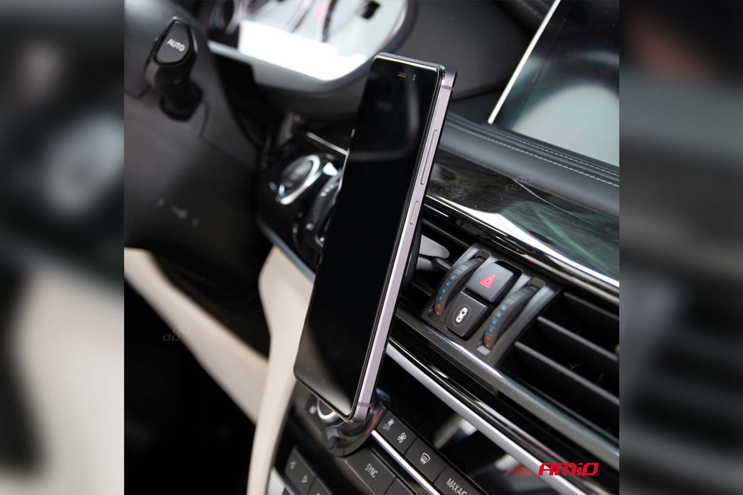 Suport telefon magnetic Amio cu capat gri - montaj pe grilele de ventilatie