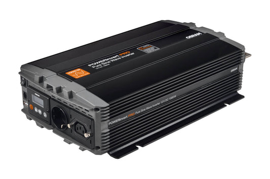 Invertor curent monofazat Osram Pure Sine Wave Inverter 12V DC, 1000W RDC, 98A, 50-60Hz, 200-240Vrms, cu o priza standard si o priza IEC320