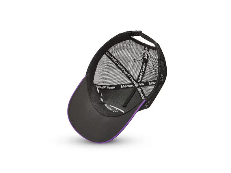 Original Mercedes cap, black, with purple brim Hamilton 44