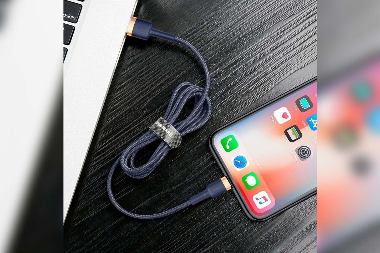 Cablu albastru Baseus 1.5A, 200 cm, de la USB la conector iPhone