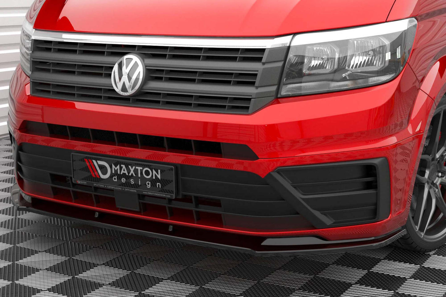 Spoiler Maxton Design versiunea 1 pentru bara fata Volkswagen Crafter dupa 2016, lac negru