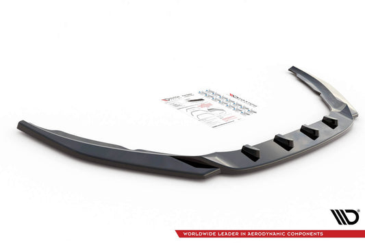 Spoiler / Splitter Maxton Design versiunea 2 pentru bara fata R-Design Volvo S60 (2014-2018), negru lacuit