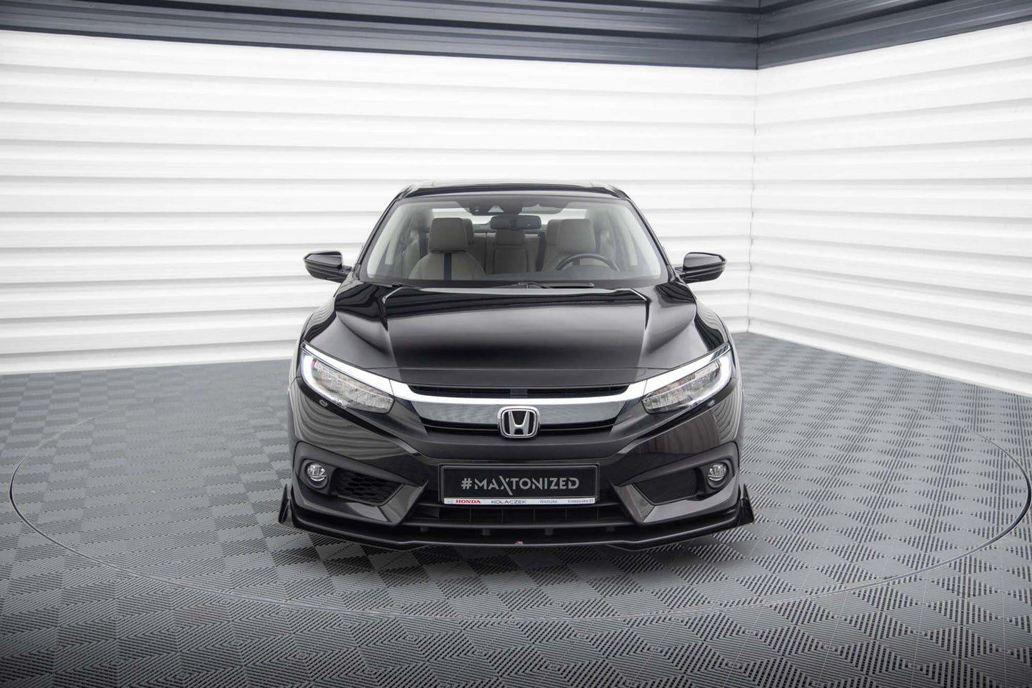 Praguri laterale pentru bara fata Maxton Design pentru Honda Civic (2017-2022), lac negru