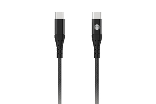 Cablu USB textil negru Sturdo, Double Type C, QC 3.0, 2.4A, 1m