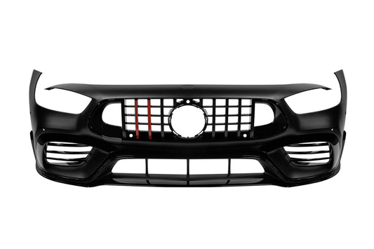 Pachet tuning tip 63 cu grila negru lucios tip Brabus, cu linii rosii, compatibil cu Mercedes AMG GT X290 4 Door Coupe (dupa 2019)