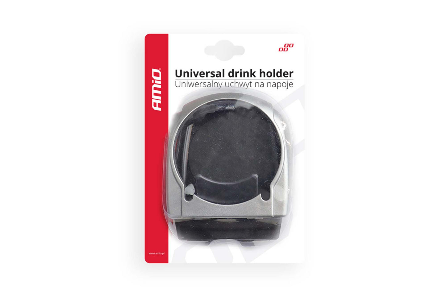Universal cup holder, mounting on the ventilation grille, black with grey