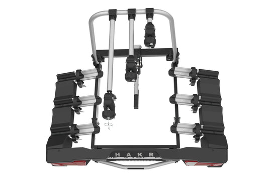 Suport bicicleta pentru masina Hakr model Trip 3 Top Plus, montaj pe bara de remorcare, pentru 3 biciclete