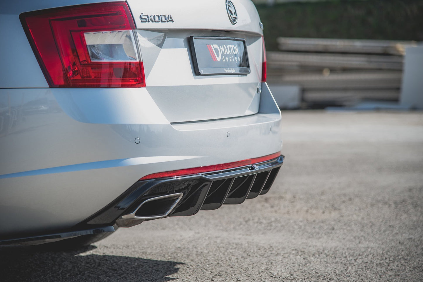 Maxton Design Rear Diffuser for Skoda Octavia RS (2013-2019) Bumper, Matte Black