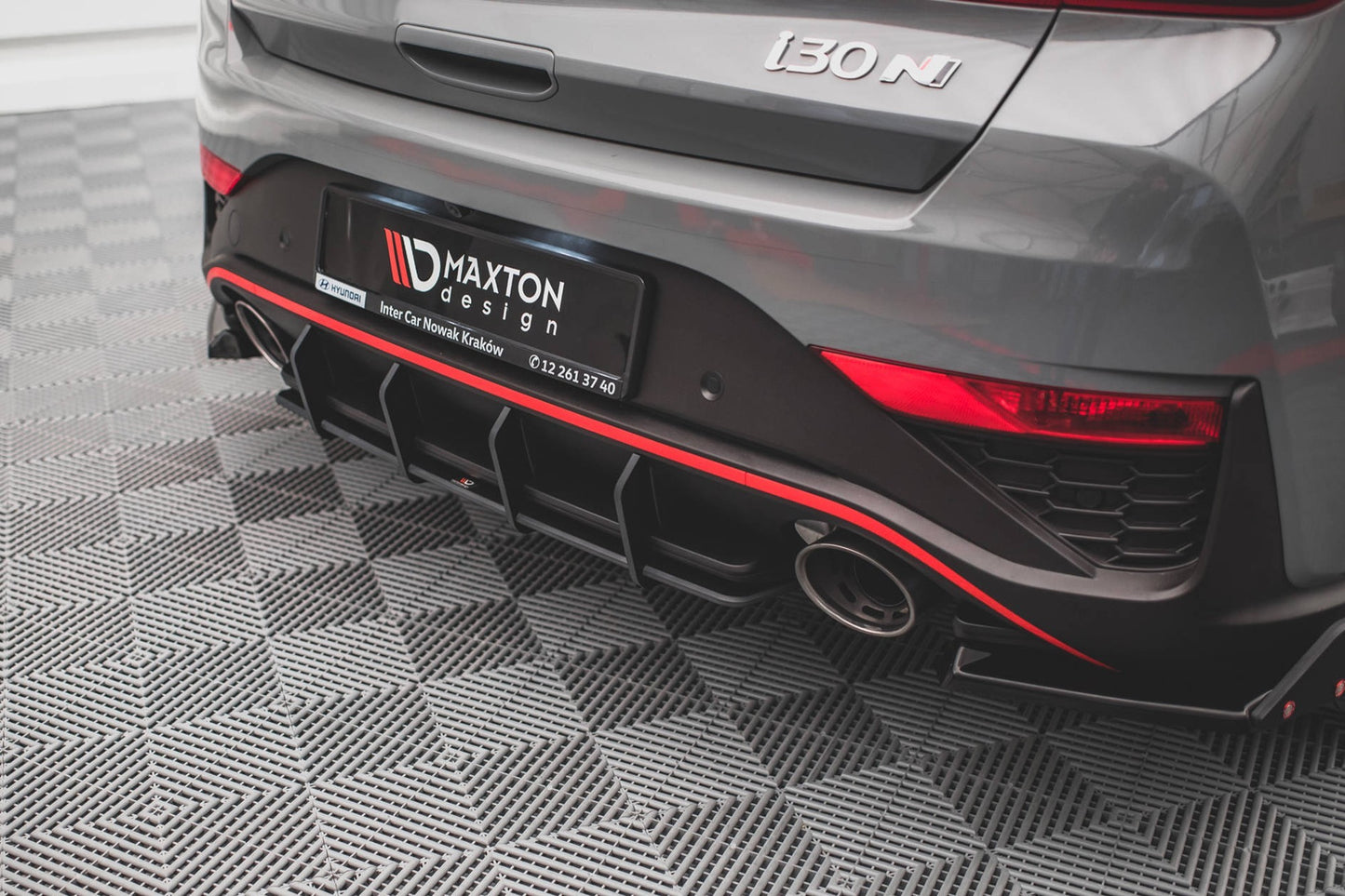 Diffuser Maxton Design Street Pro pentru Hyundai i30 hatchback N-Line (2020-), negru mat