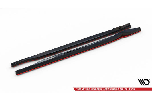Maxton Design praguri laterale versiunea 2 pentru Toyota GR86 (dupa 2021), lac negru/rosu