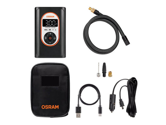 Compresor anvelope Osram TYREinflate 4000, 8.3 bar, 12V DC, 90dB, cu baterie incorporata de 5000mAh.