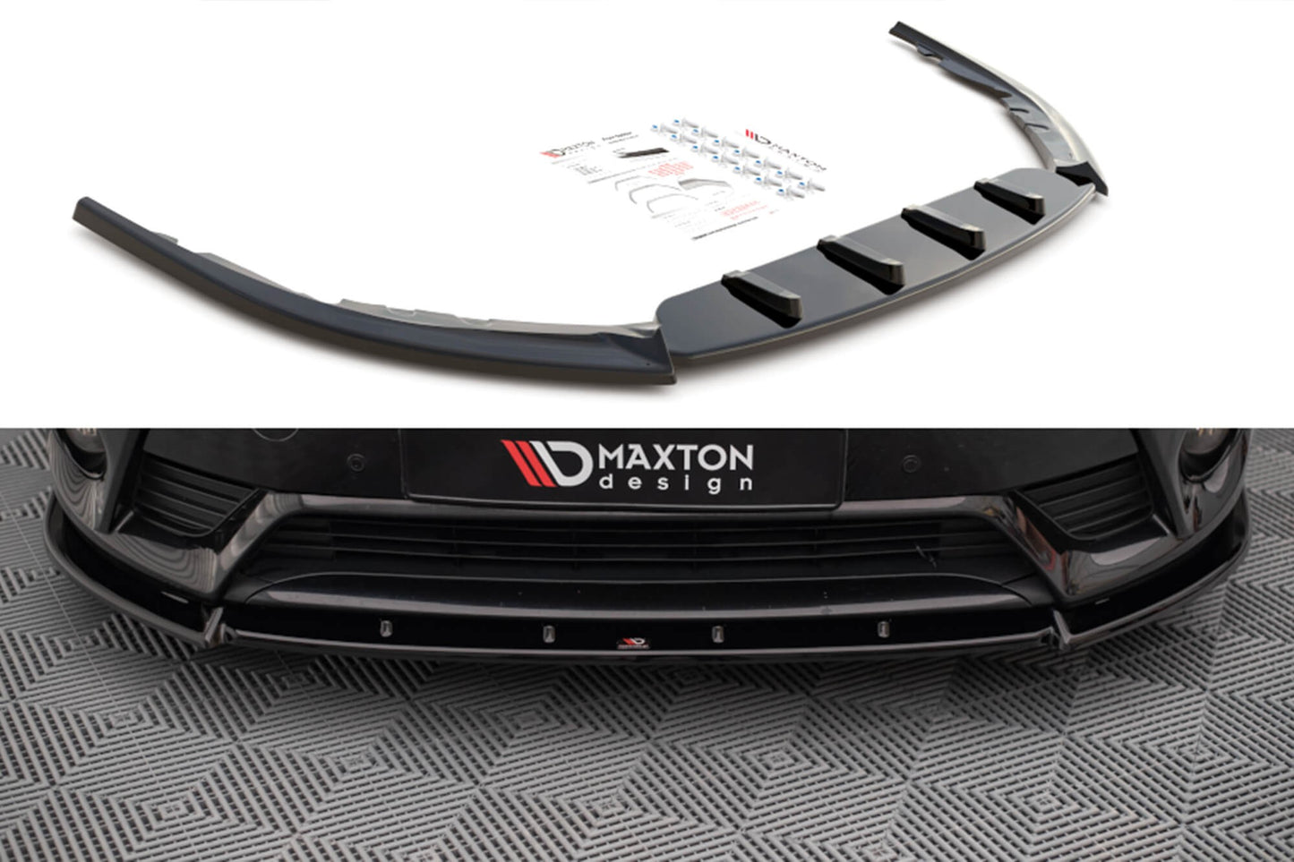 Spoiler Maxton Design front bumper lip for Toyota Avensis (2015-2018), gloss black