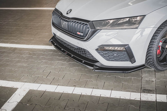 Spoiler Maxton Design V.1 pentru bara față RS la Skoda Octavia (din 2020), negru mat