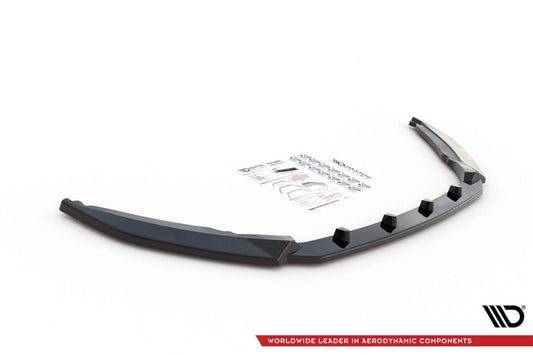 Maxton Design Front Splitter, V.2, for Skoda Octavia Standard Front Bumper (2016-2020), Gloss Black (Copy)