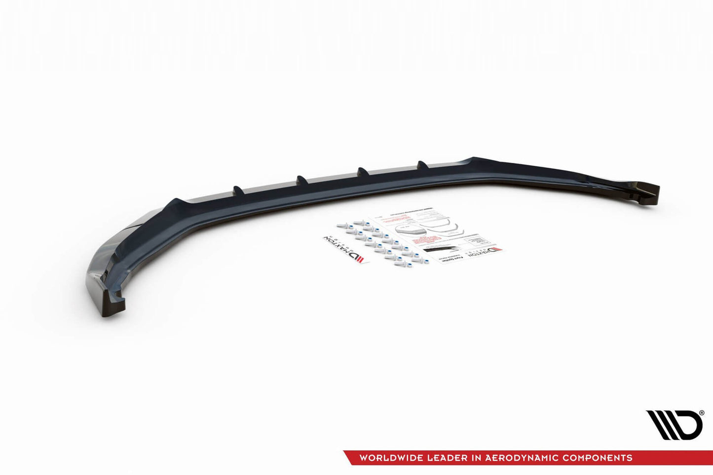 Spoiler Maxton Design versiunea 2 pentru bara față a Skoda Kamiq (după 2019), negru lucios