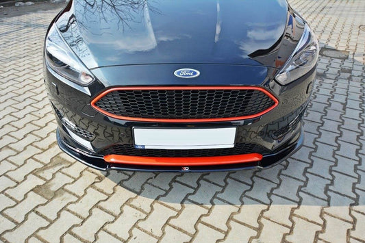 Spoiler Maxton Design versiunea 2 pentru bara fata ST-Line a Ford Focus (2015-2018), negru lucios