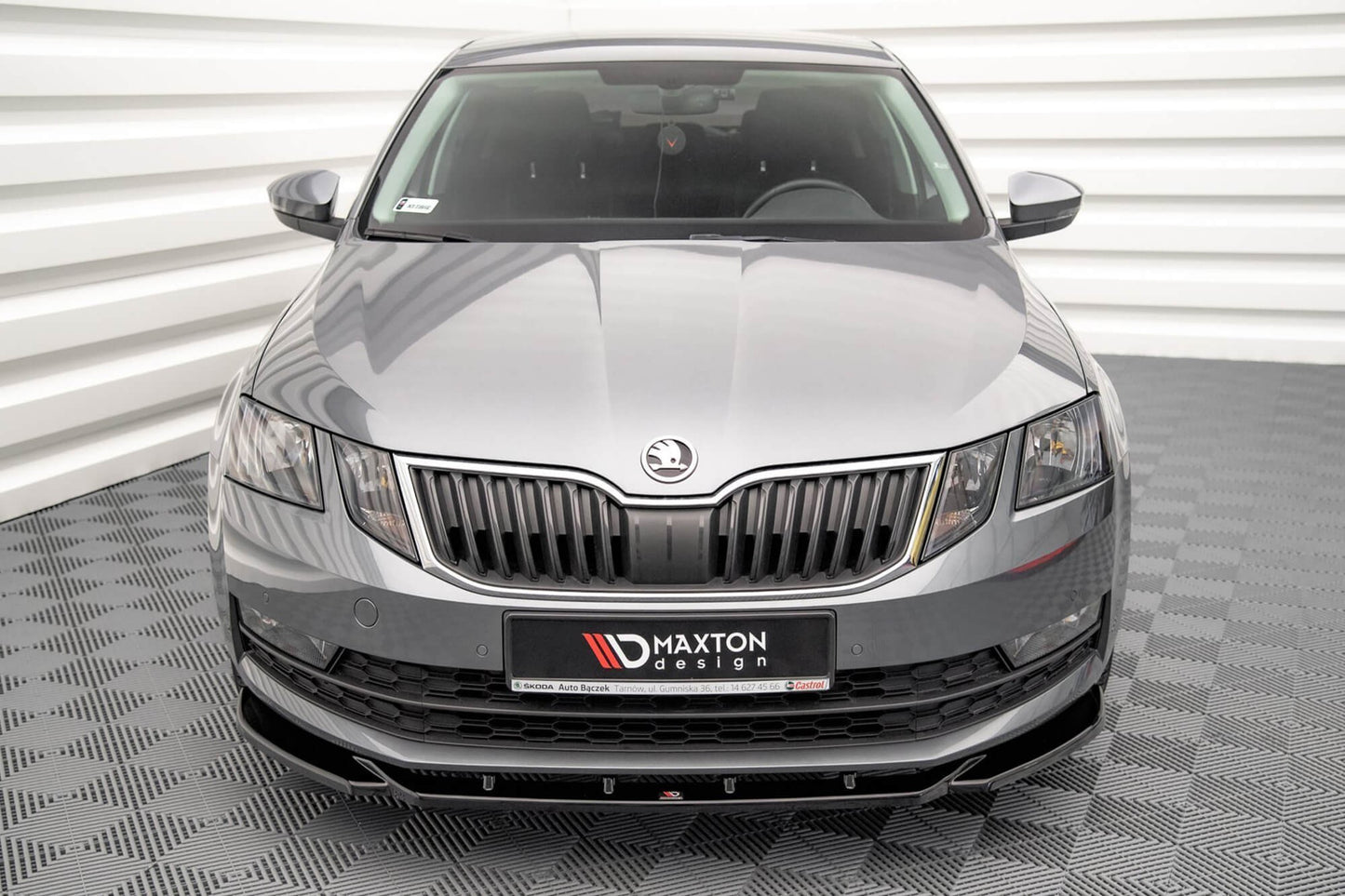 Maxton Design Front Splitter v.2 for Skoda Octavia (2016-2020) Standard Front Bumper, Gloss Black