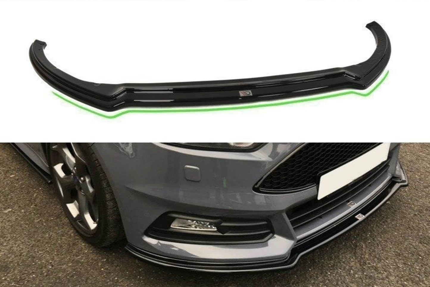 Splitter Maxton Design versiunea 3 pentru bara fata ST a Ford Focus (2015-2018), culoare carbon
