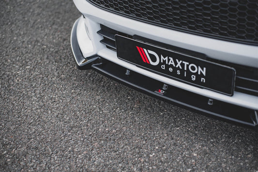 Spoiler Maxton Design versiunea 4 pentru bara fata ST a Ford Focus (2015-2018), negru mat