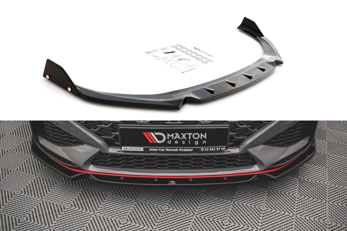 Splitter Maxton Design versiunea 1 pentru bara fata N-Line a Hyundai i30 hatchback, station wagon (2020-), culoare carbon