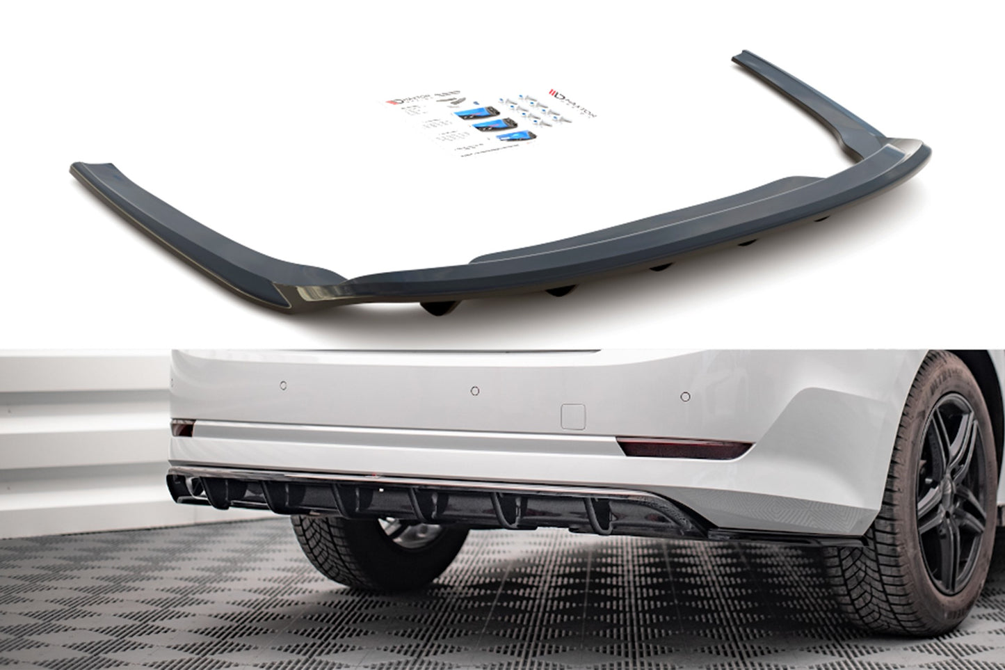 Spoiler Maxton Design versiunea 1 pentru bara spate standard a Skoda Octavia (dupa 2019), culoare carbon