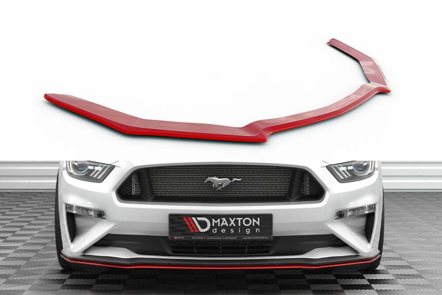 Maxton Design spoiler bara fata versiunea 2 pentru Ford Mustang (2017-2023), rosu lucios