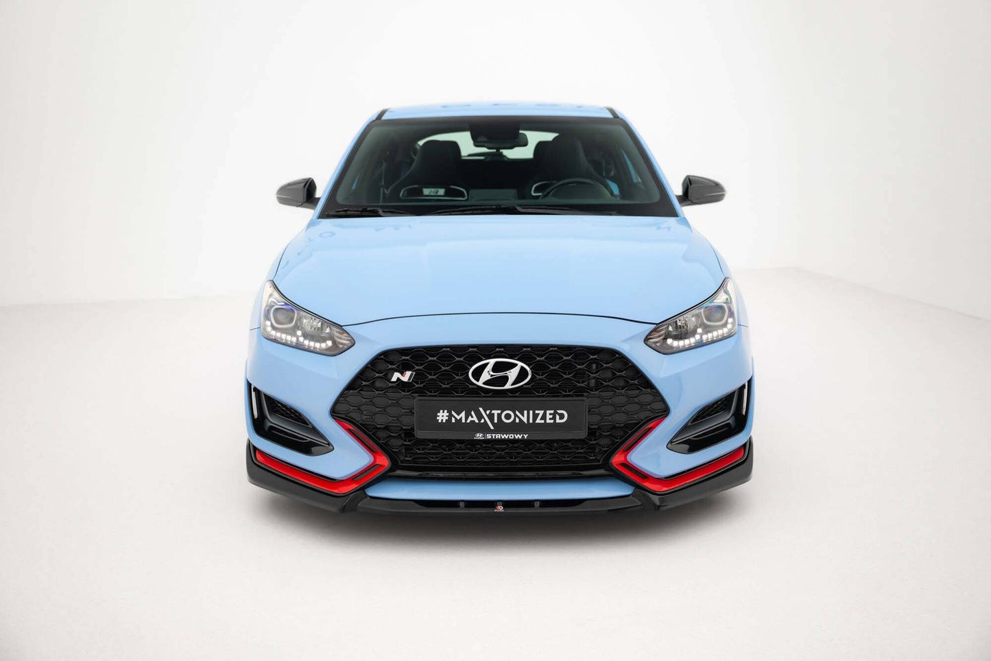 Splitter Maxton Design versiunea 2 pentru bara fata a Hyundai Veloster N (2018-2022), negru lac