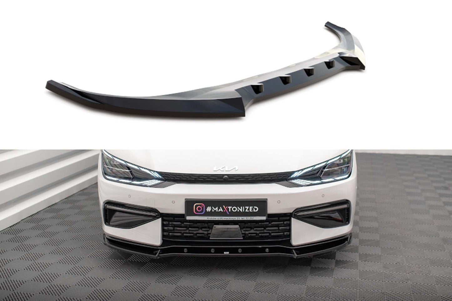 Maxton Design Front Splitter V2 for Kia EV6 GT-Line MK1 (2021+), Gloss Black
