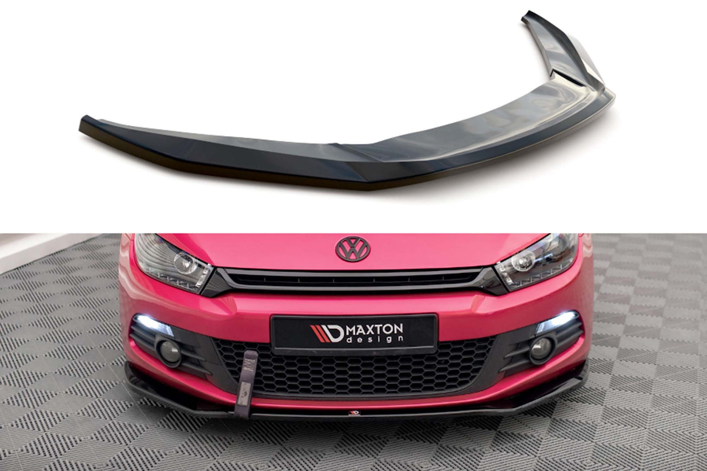 Spoiler Maxton Design versiunea 2 pentru bara fata a VW Scirocco MK3 2008-2014, culoare carbon