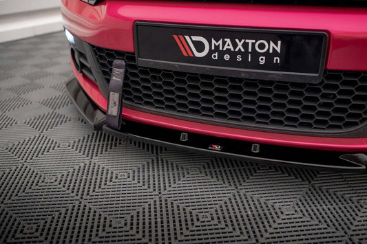Spoiler Maxton Design versiunea 3 pentru bara fata a VW Scirocco MK3 (2008-2014), lac negru mat