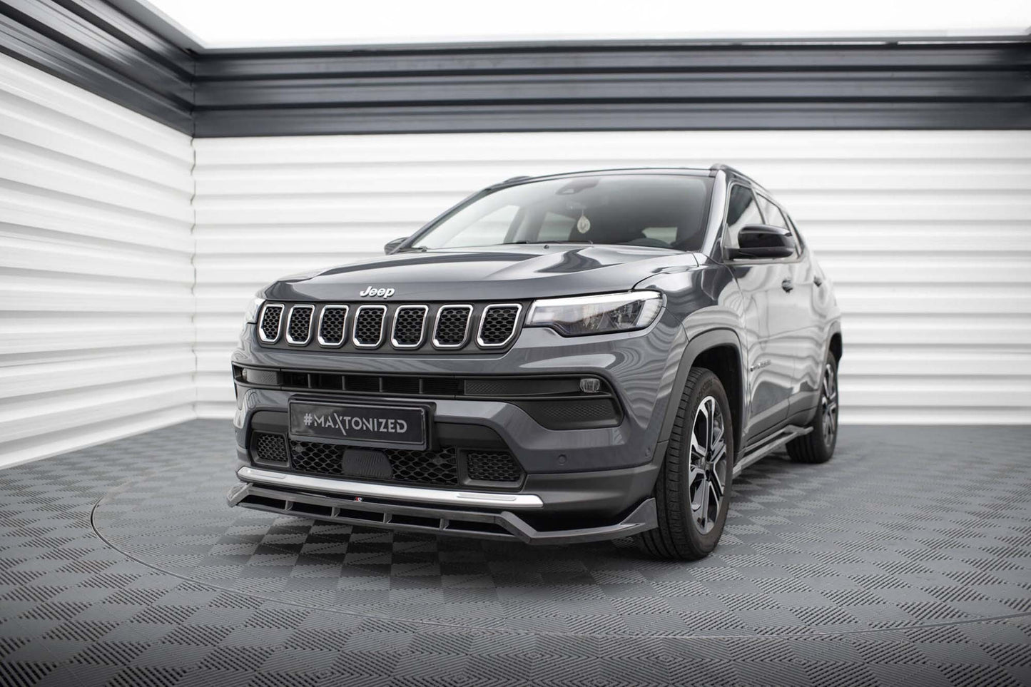 Spoiler bara fata Maxton Design pentru Jeep Compass Limited (dupa 2021), negru lacuit