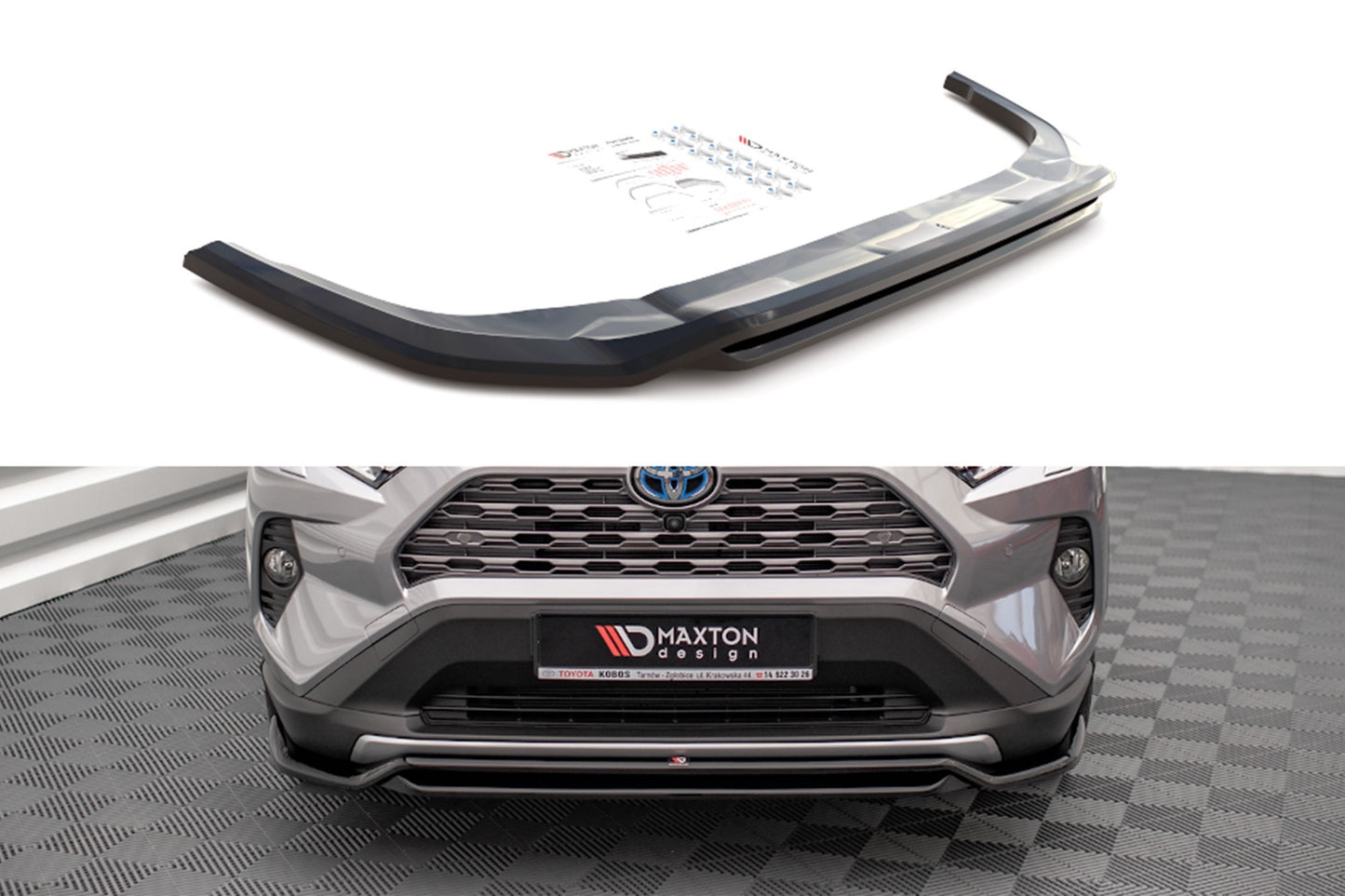 Front Bumper Lip Spoiler Maxton Design for Toyota Rav4 (after 2019), Carbon Look