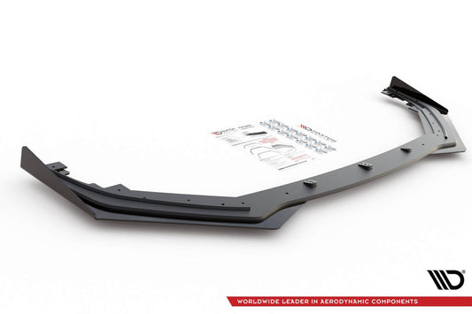 Spoiler cu lamele tip Racing Maxton Design pentru bara fata GR a Toyota Yaris (2020+), negru mat