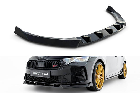 Spoiler Maxton Design V2 pentru bara față RS la Skoda Octavia Liftback, combi (după 2024), negru lucios