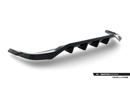 Spoiler Maxton Design pentru bara spate R Line a Volkswagen Tiguan dupa 2024, negru lacuit, spoilerul este compatibil si cu modelul cu bara de remorcare