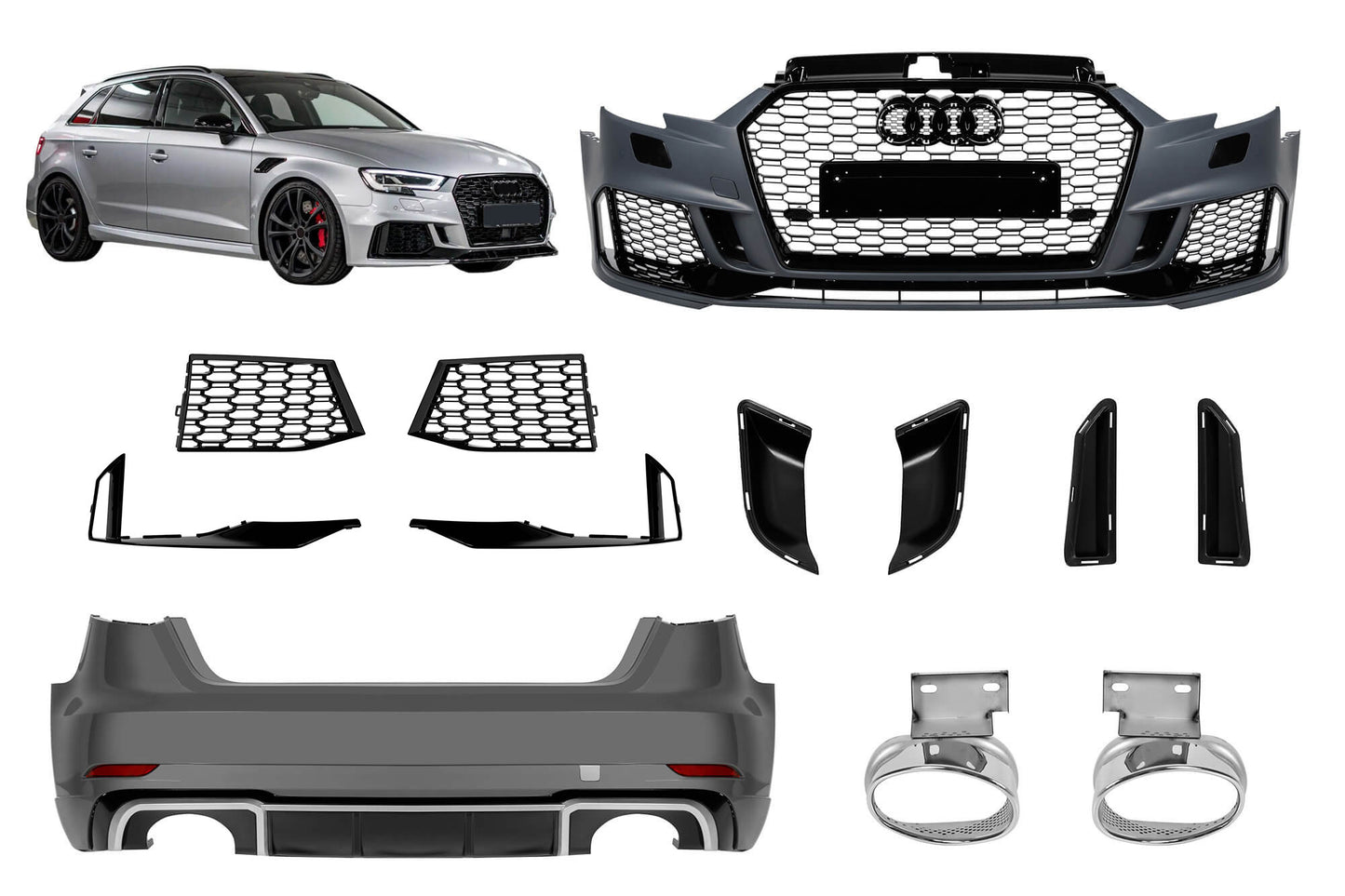 Pachet tuning compatibil cu Audi A3 hatchback (2017-2019)