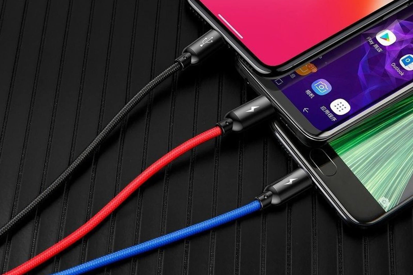 Cablu 3-în-1 Baseus de la USB la Type-C, Micro USB, iPhone
