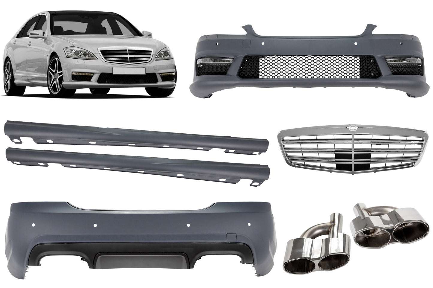 AMG S65 Style Tuning Package for Mercedes S-Class W221 (2006-2013) for long wheelbase version
