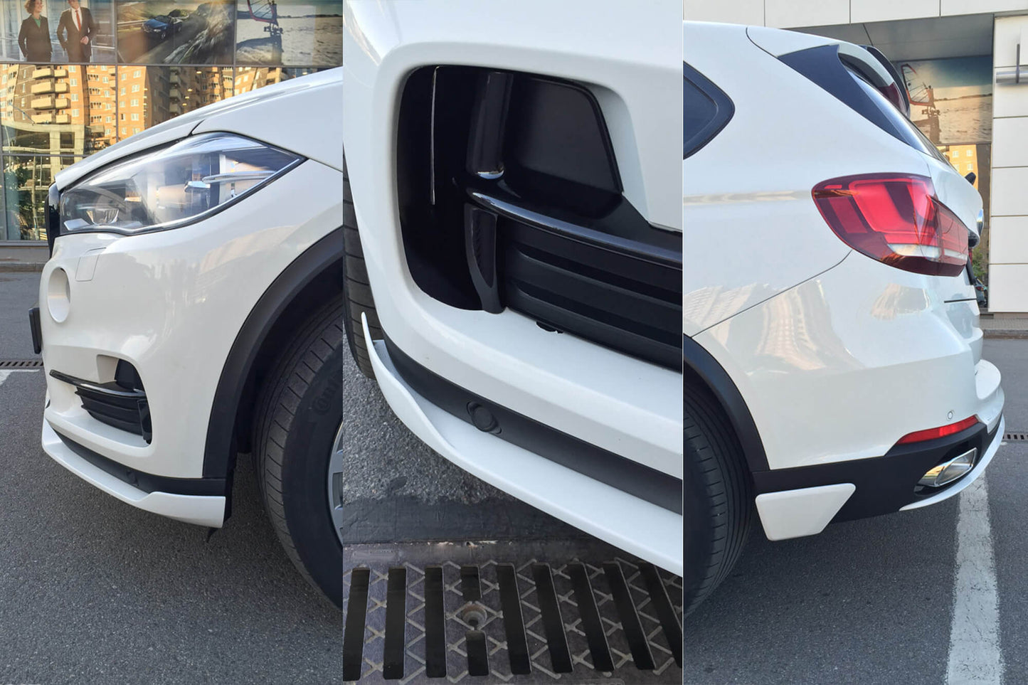Aero package with tips, compatible with BMW X5 F15 (2014-2018) for standard bumpers