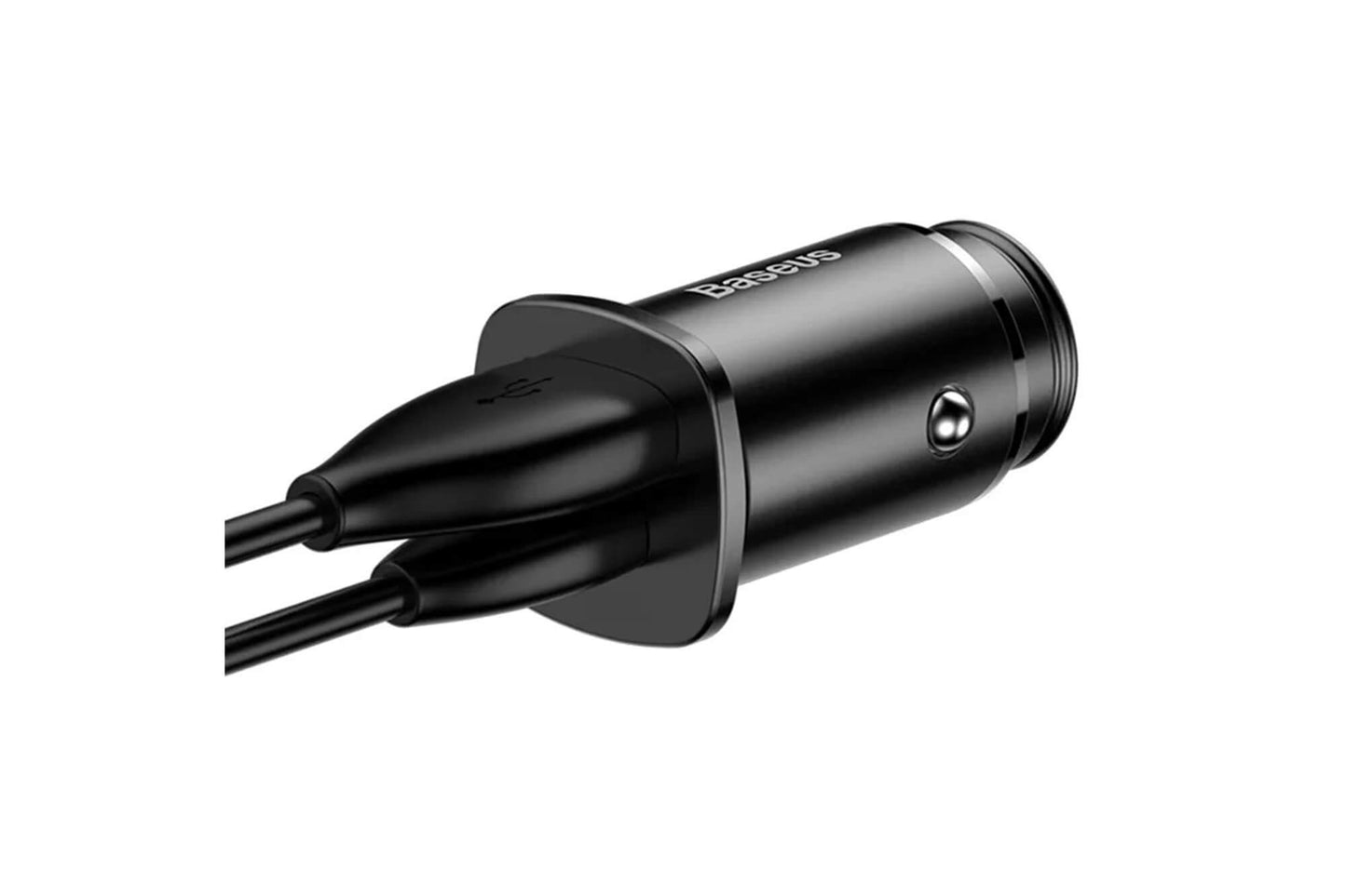 Incarcator auto Baseus din aluminiu cu porturi USB si Type-C, 12-24V, 30W, 5A