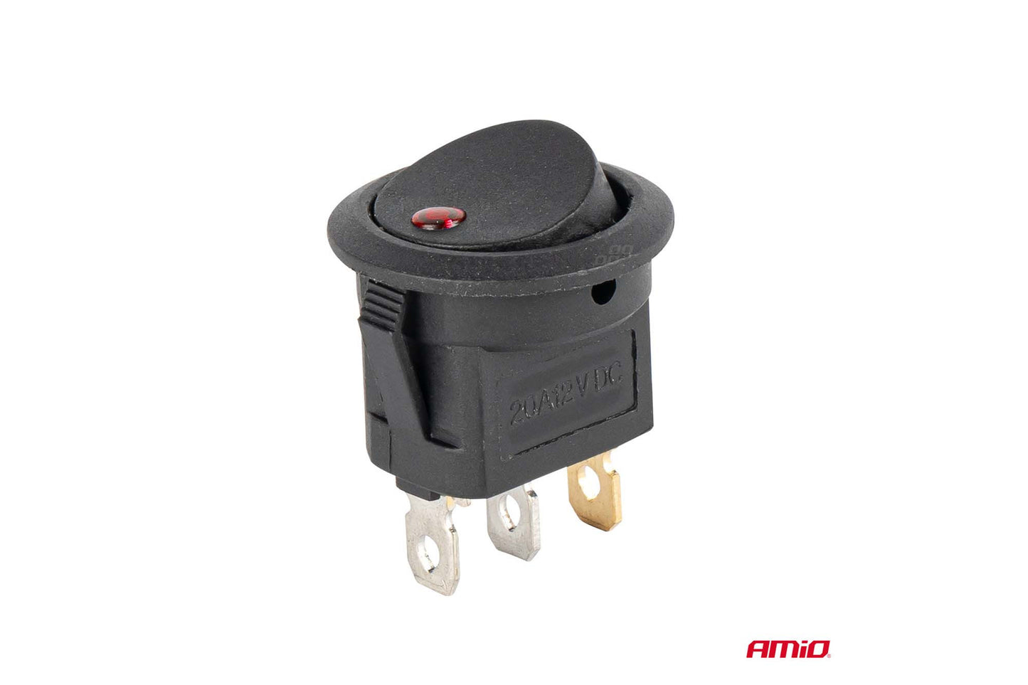 Amio On/Off Button with 3 Pins and Red Indicator, 12V, 20A